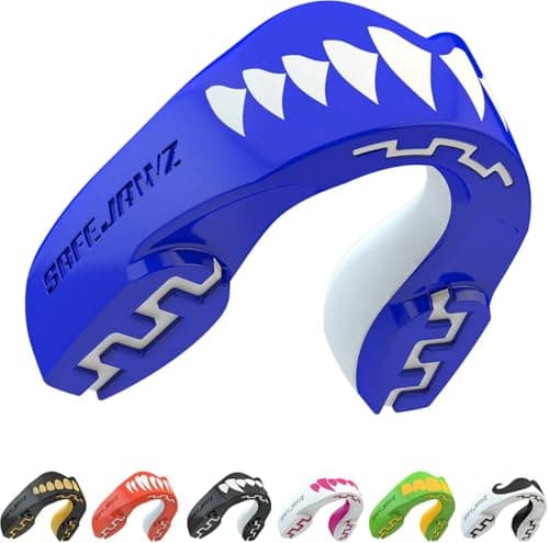 SAFEJAWZ Mouthguard Slim Fit, Adults and Junior Mouth Guard with Case for Boxing, Basketball, Lacrosse, Football, MMA, Martial Arts, Hockey and All Contact Sports (Adults 12+ Years, Shark)