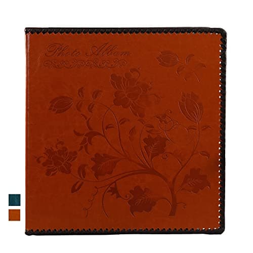 Totocan Photo Album Self Adhesive Pages, Large Self-Stick Page Picture Album Leather Vintage Inspired Cover, Hand Made DIY Albums Holds 3X5, 4X6, 5X7, 6X8, 8X10 Photos (11.6"x10.8" 40pgs, RedBrown)