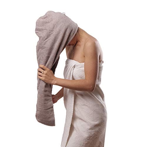 Aspen5 Extra Large Waffle Cotton Hair Towel Wrap - 30 inches Long, 400 GSM, Ultra Absorbent, Quick Dry Hair Turban for Women, Ideal for Long and Curly Hair, Perfect for Plopping (Grey)