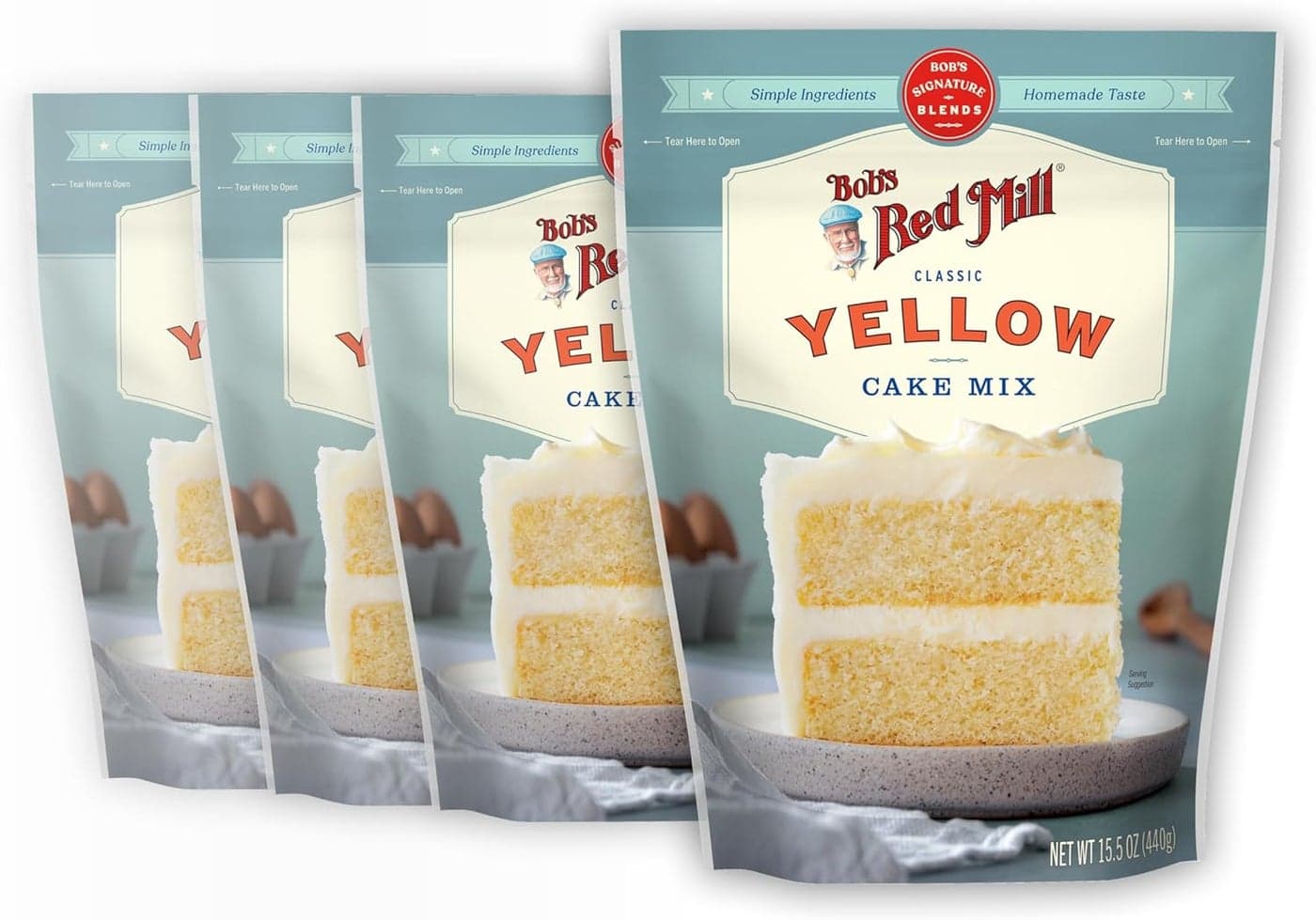 Bob's Red Mill Classic Yellow Cake Baking Mix, 15.5oz (Pack of 4) - Non-GMO, Kosher