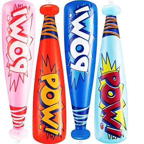 Bedwina Pow Inflatable Baseball Bat Pack of 12 20 Inch Inflatable Toy Bat Carnival Prizes Baseball Party Favors Goodie Bag Stuffers Decorations Party Prizes for Kids