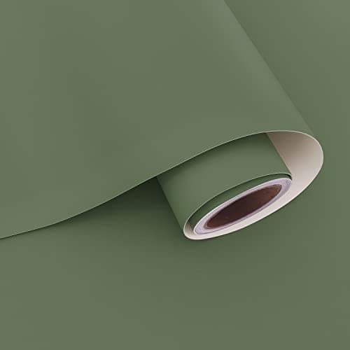 VaryPaper 15.7''x78.7'' Sage Green Wallpaper Peel and Stick Green Contact Paper for Cabinets Countertops Waterproof Thick Removable Wallpaper Solid Green Vinyl Roll for Bedroom Wall Shelf Liners Table