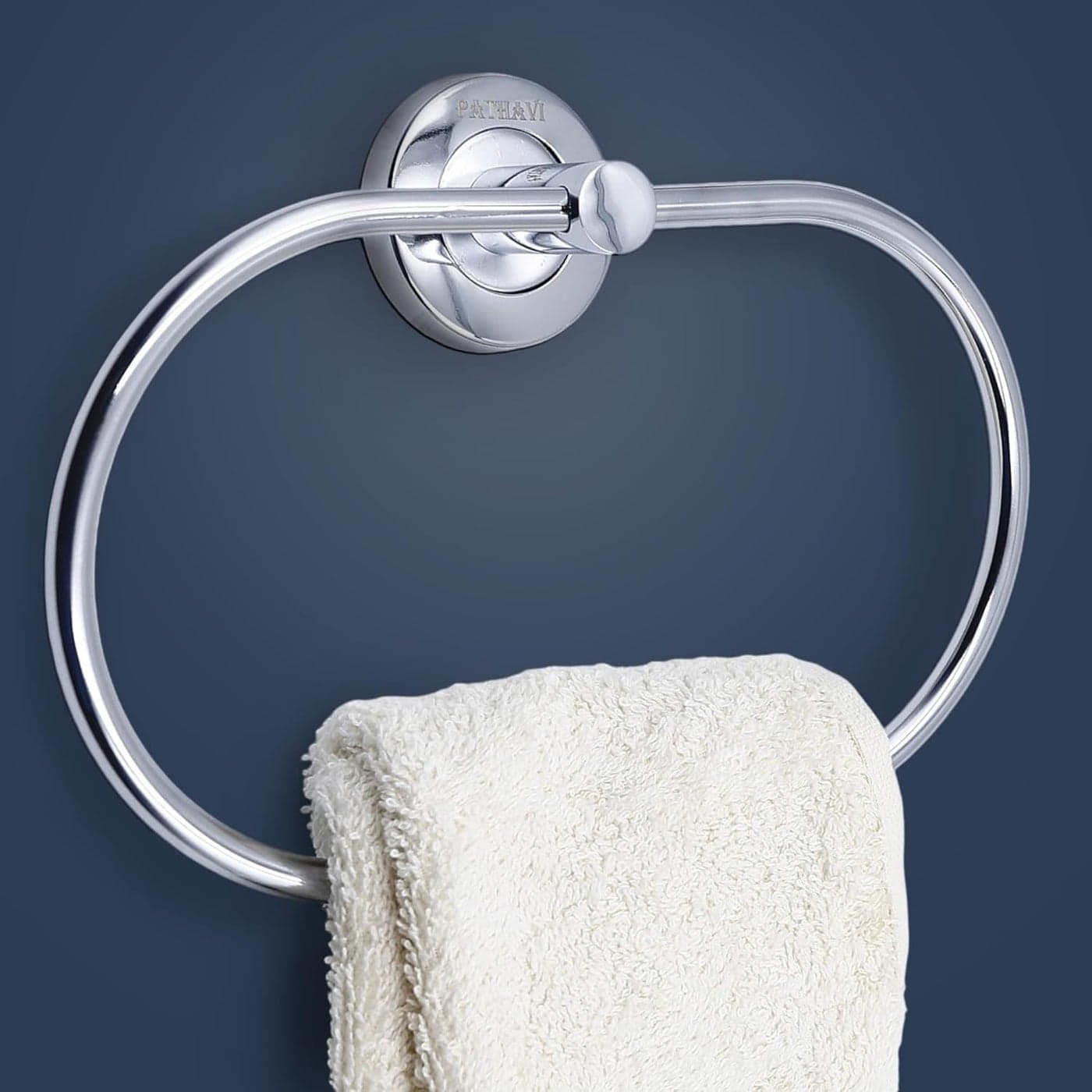 Pathavi Stainless Steel Towel Holder for Bathroom Wash Basin Towel Hanger Napkin Holder for Wash Basin Towel Ring Bathroom Accessories Oval Chrome Finish Pack of 2