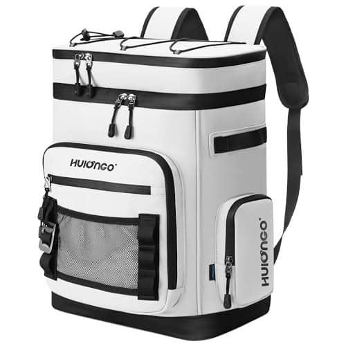 Hulongo Large Waterproof Insulated Cooler Backpack for Men Women Leak Proof Cooler Backpack for Camping Beach Fishing Picnic Travel Outdoor 30L 48Cans White
