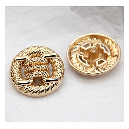 5 PCS Round Alloy Metal ButtonsKnotted Rope Hollow Pattern for Clothes Women Coat Sweater Sewing Accessories Golden 18mm