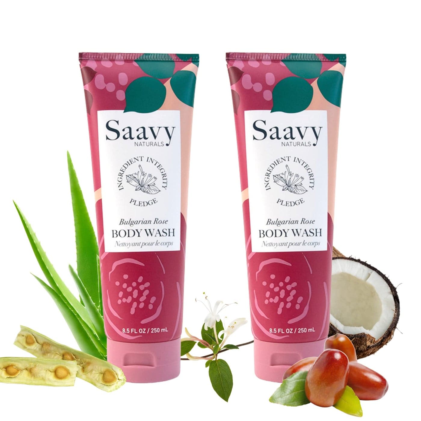 Saavy Naturals Bulgarian Rose Body Wash Moisturizing Shower Gel for Men Women Vegan Formula with Coconut Oil Shea Butter and Aloe Vera 85 Fl Oz 2 Pack Made in the USA