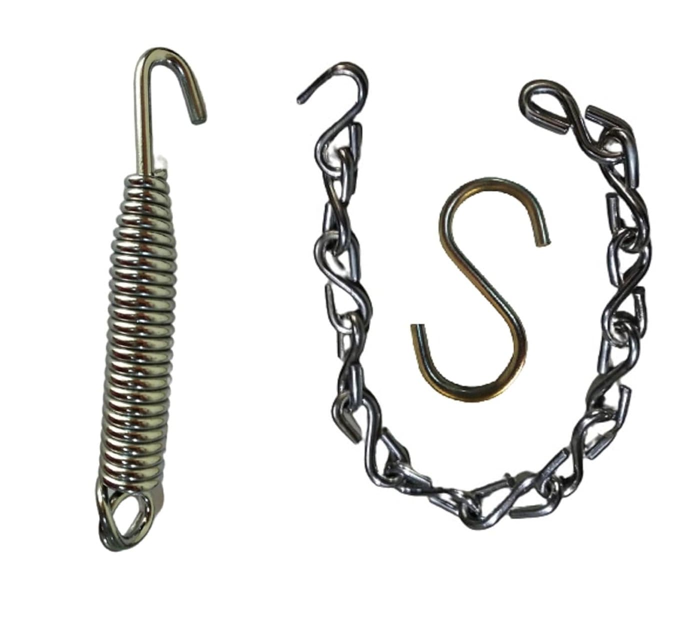 Q1 Beads Metal Hammock Chair Swing Jhula Hanging Accessories Spring Hooks Chain Combo_1 1 Feet Chain 1 Spring 1 S Hook Chrome