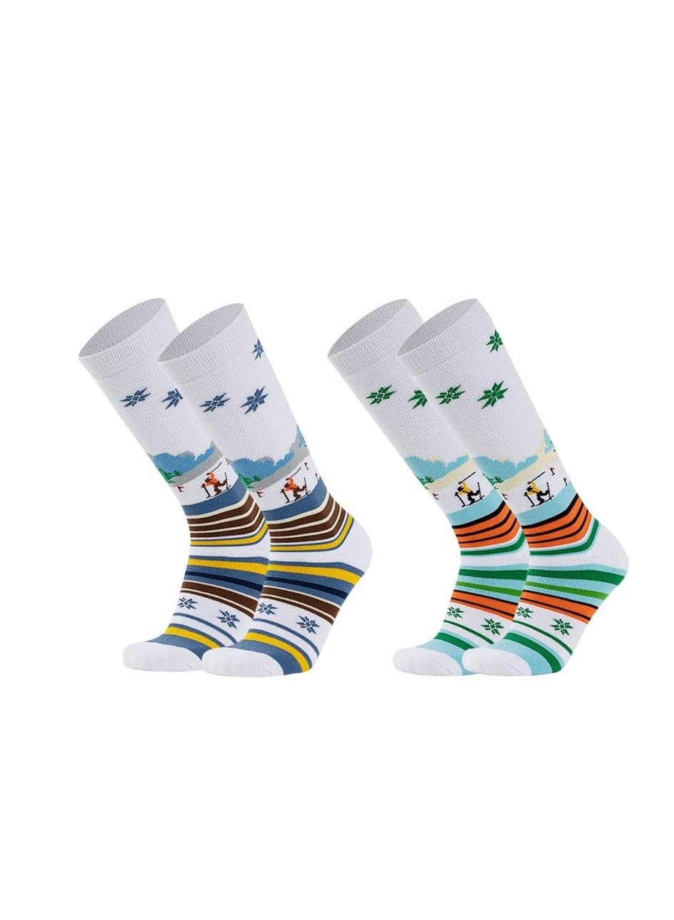 Kids Ski Socks, 2 Pairs Knee-high Warm Cotton Snowboard Skating Socks, Winter Warm Socks, Warm Thick Outdoor Long Ski Socks, Winter Warm Snowboard Thermal Socks, for Boys and Girls Skiing Skating