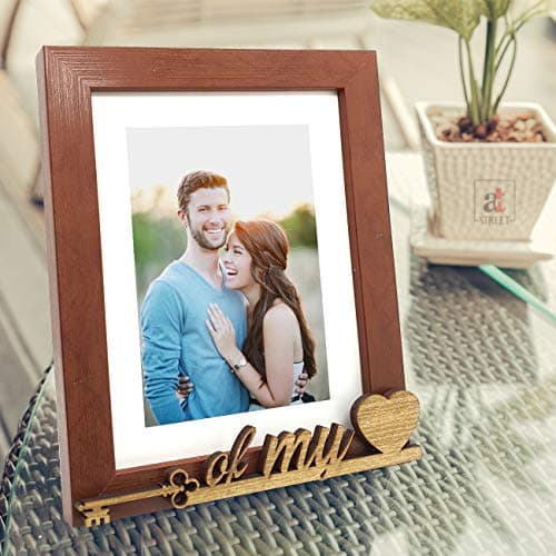 Art Street Valentine Gift Table Photo Frame Key of My Heart Picture Frame (Photo size 6X8) Photo gift/love gift/valentine gift- Brown
