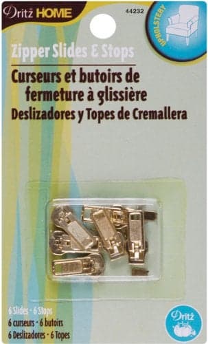 Dritz Home 44232 Zipper Slides & Stops, Brass (6-Sets)