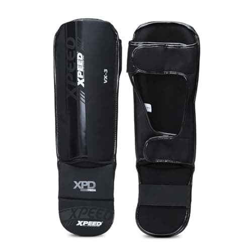 XPEED Matt PU Grappling ShinGuard/Shin Pad | Thick Padding Forefoot | Shin Guard for Men and Women | Training Practice and Sports | Kickboxing shinpad | Baseball | Cricket | Sports Shinguards (XL)