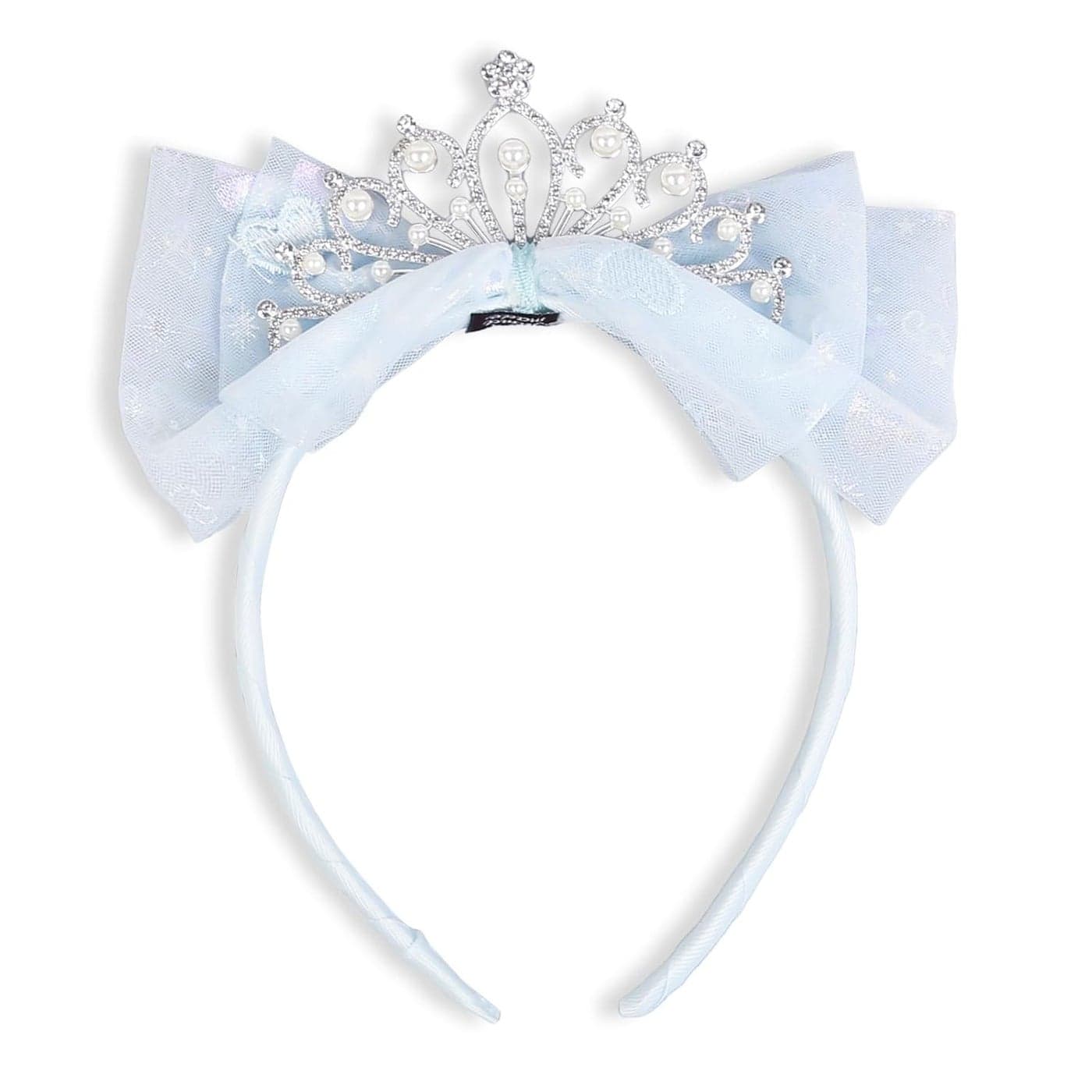 Huachi Girls Princess Tiara Crown Headbands Cute Tulle Bow Tiaras Birthday Headband for Girl Tiaras Crowns Head Band Party Fairy Costume Hair Accessories Blue
