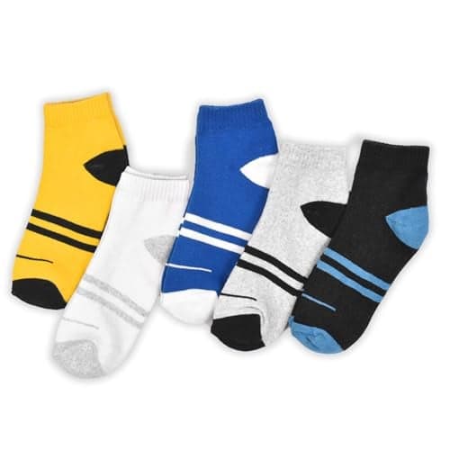 FOOTPRINTS Kids Unisex Organic Cotton & Bamboo Sports Ankle Length Socks | Multicolor | Pack Of 5 (5-8 Years)