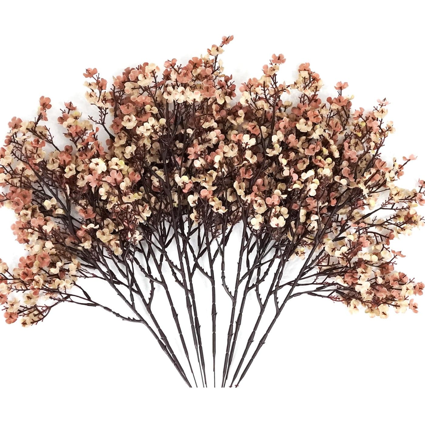 Lansdowns 5 Pcs Babys Breath Artificial Flowers Bulk Real Touch Flowers Fake Flowers Silk Flowers for Home Decor Indoor Floral Arrangement Table Centerpieces Festival Party Decor Beige Brown