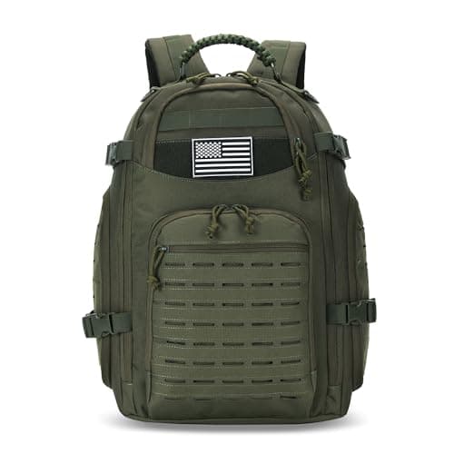 W WINTMING 35L Tactical Backpack for Men Heavy Duty Military Backpack 3 Day Assault Pack Molle Backpack Hiking Rucksack Green