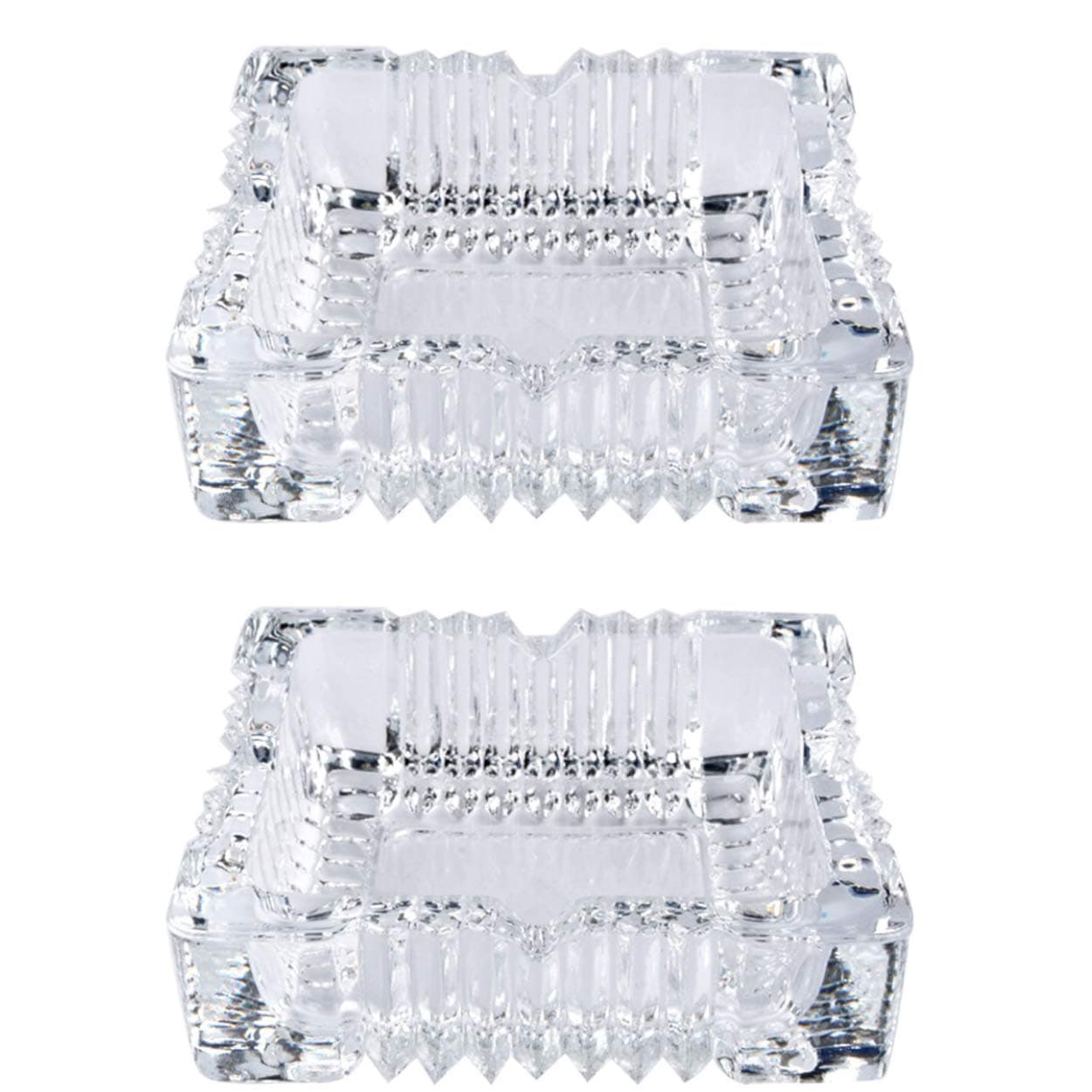2PCS 4 inch AshtraySquare Tabletop Glass Ashtray Smoke Collectible Tribal Decoration