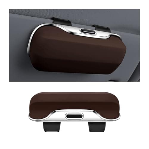 zipelo Sunglasses Holder for Car Sun Visor Protective Automotive Eyeglasses Storage Case Hanger Soft Vehicle Interior Glasses Organizer Box Accessories Universal for SUV Sedan Truck Brown