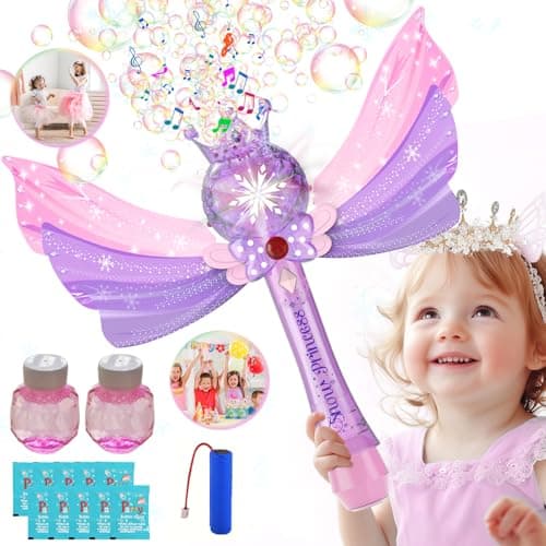 Princess Bubble WandRechargeable Bubble Machine for KidsMusic Light Up Bubble BlowerBubble MakerOutdoor Halloween Party Birthday Bubble Toy for ToddlersGift for Girls 3 4 5 6 7 8 Year Old