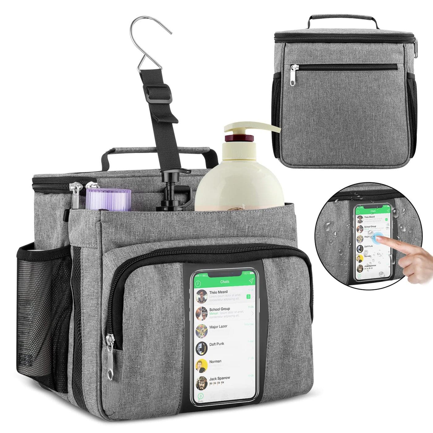 Bukere Portable Shower Caddy Tote Bag for College Dorm Travel Separate Compartment Large Capacity Quick Dry Mesh Base Hanging Toiletry Bath Bag for Student Gym Camp Women Men
