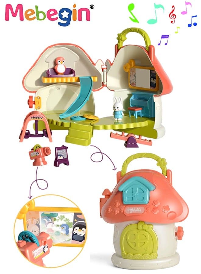 Kids Dollhouse Playset Toys, Girls Pretend Kindergarten Mushroom Play House Set Birthday Gifts for Toddlers Preschoolers