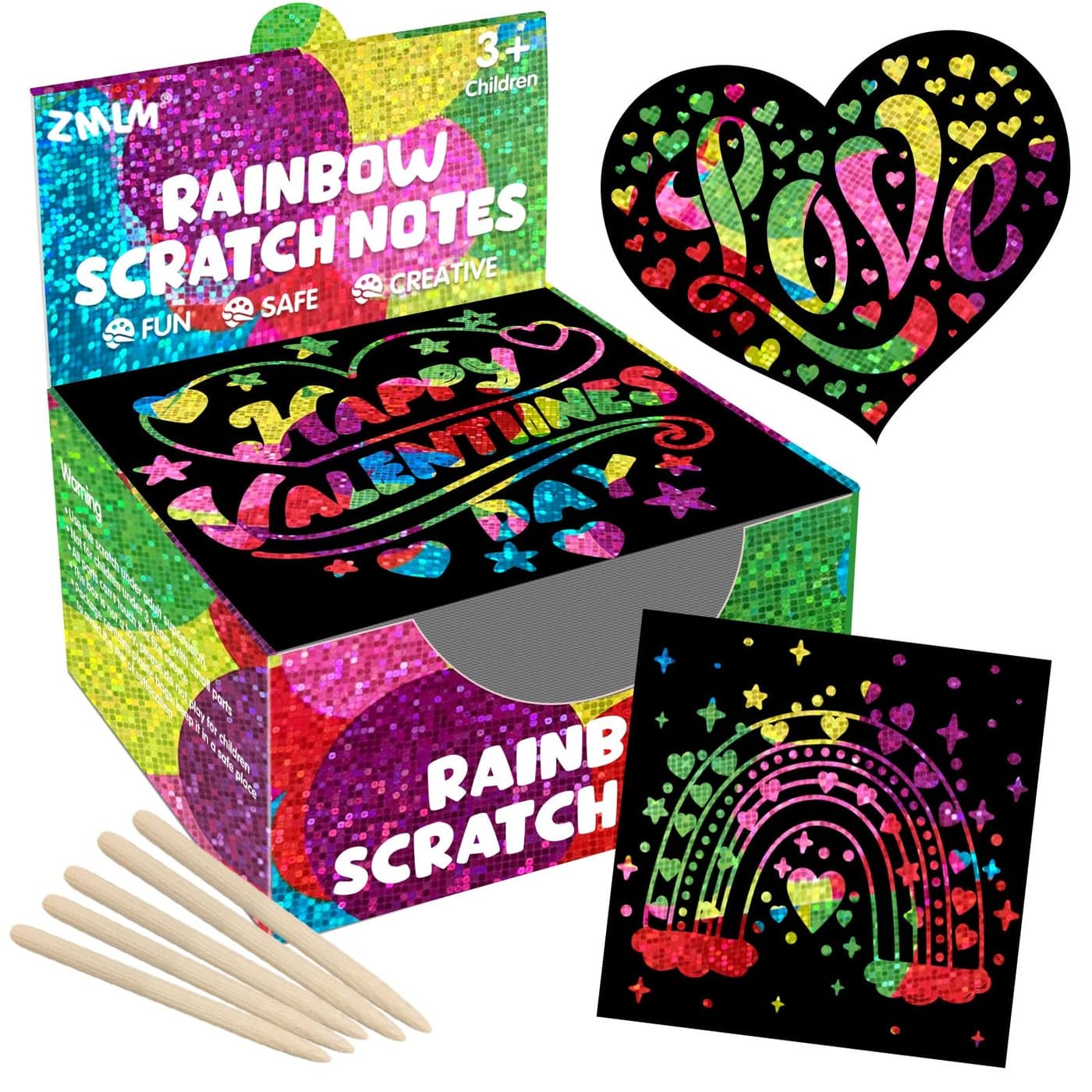 ZMLM 165 Rainbow Scratch Paper Art Crafts Mini Notes Kids Gifts 4 5 6 7 8 9 10 Years Old Girls Boys Students Teens Classroom Prizes School Supplies Birthday Party Travel Toy GiftHolographic