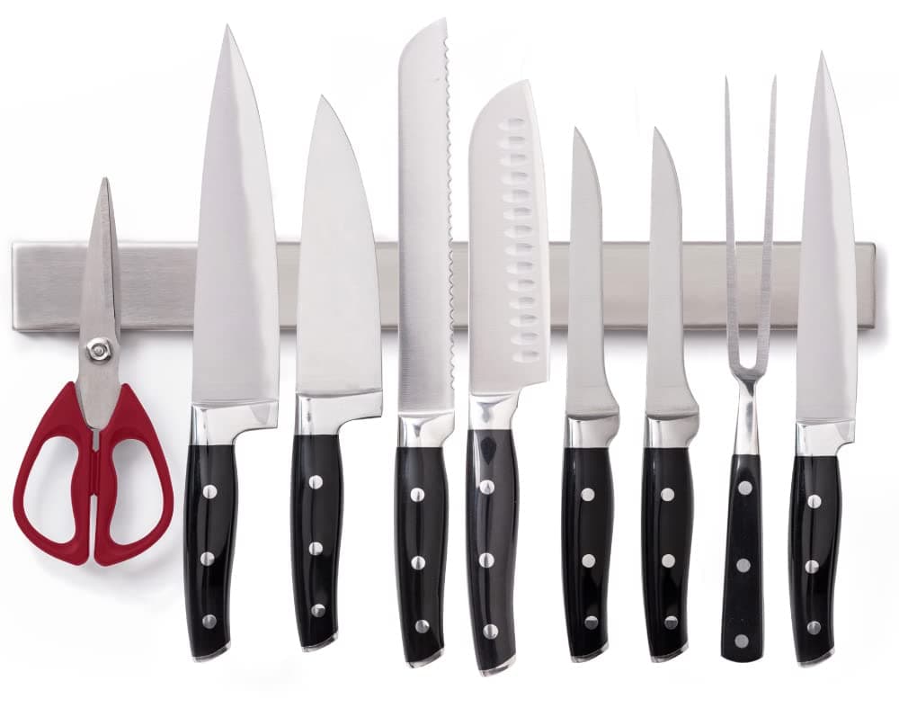 The Original GORILLA GRIP Stainless Steel Magnetic Knife Holder 16 inch Heavy Duty Magnet Strip for Knives Wall or Refrigerator Mounted Bar Easy Install Rack Securely Store and Organize Kitchen