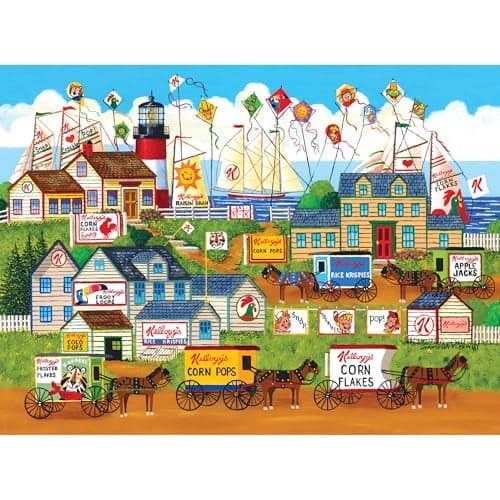 RoseArt Kelloggs Town by The Sea 1000 Piece Jigsaw Puzzles for Adults