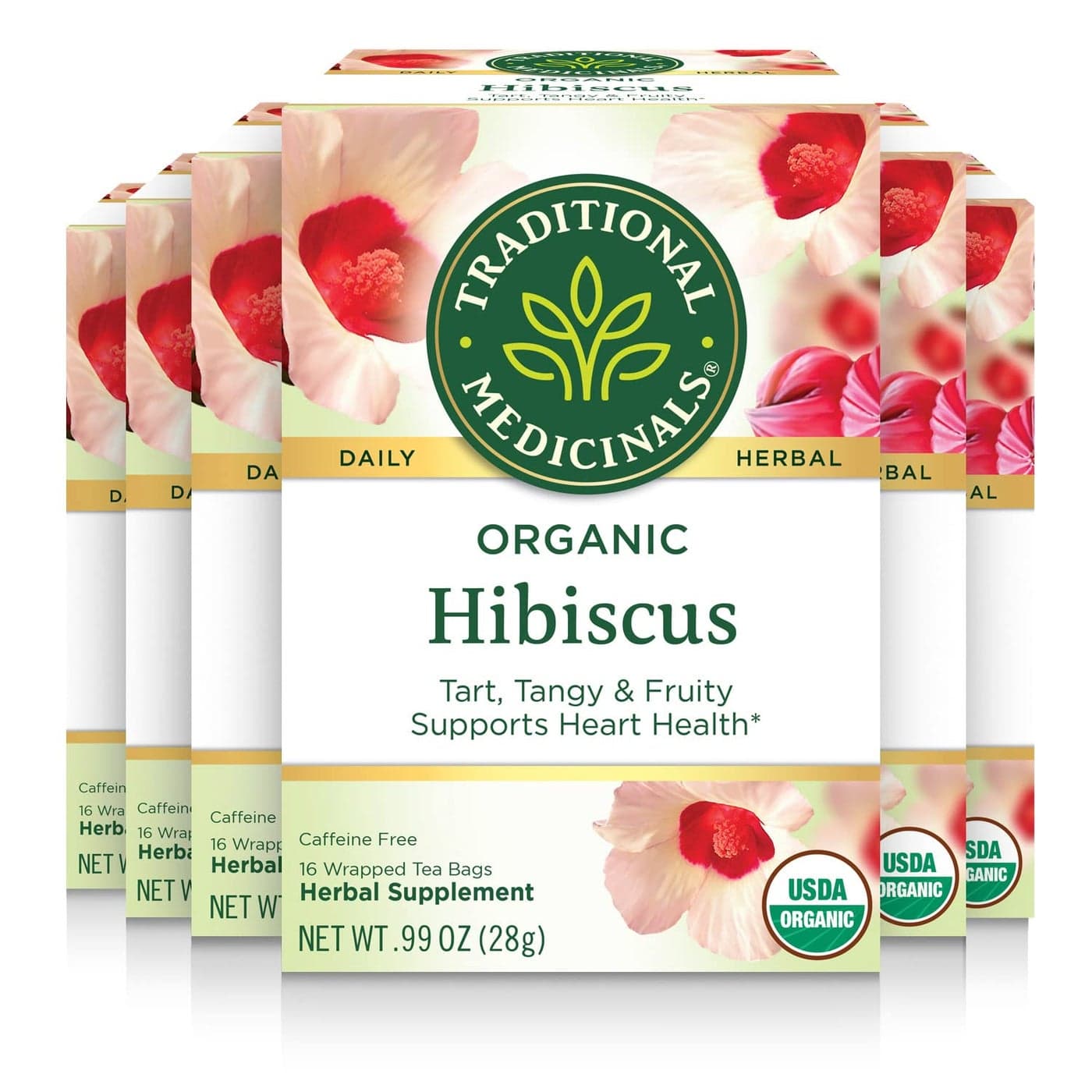 Traditional Medicinals - Organic Hibiscus Herbal Tea (6 Pack) - Supports Heart Health - 96 Tea Bags Total