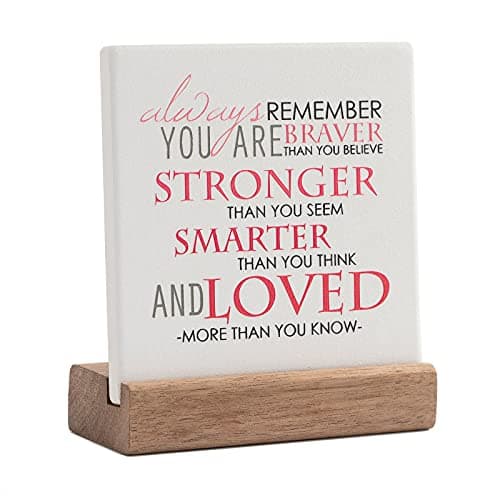 Lukiejac Inspirational Quotes Desk Decor Gifts For Women Best Friend Encouragement Cheer Up Gifts Office Inspiration Positive Plaque With Wooden Stand For Coworker Motivational Sign For Birthday (Red)
