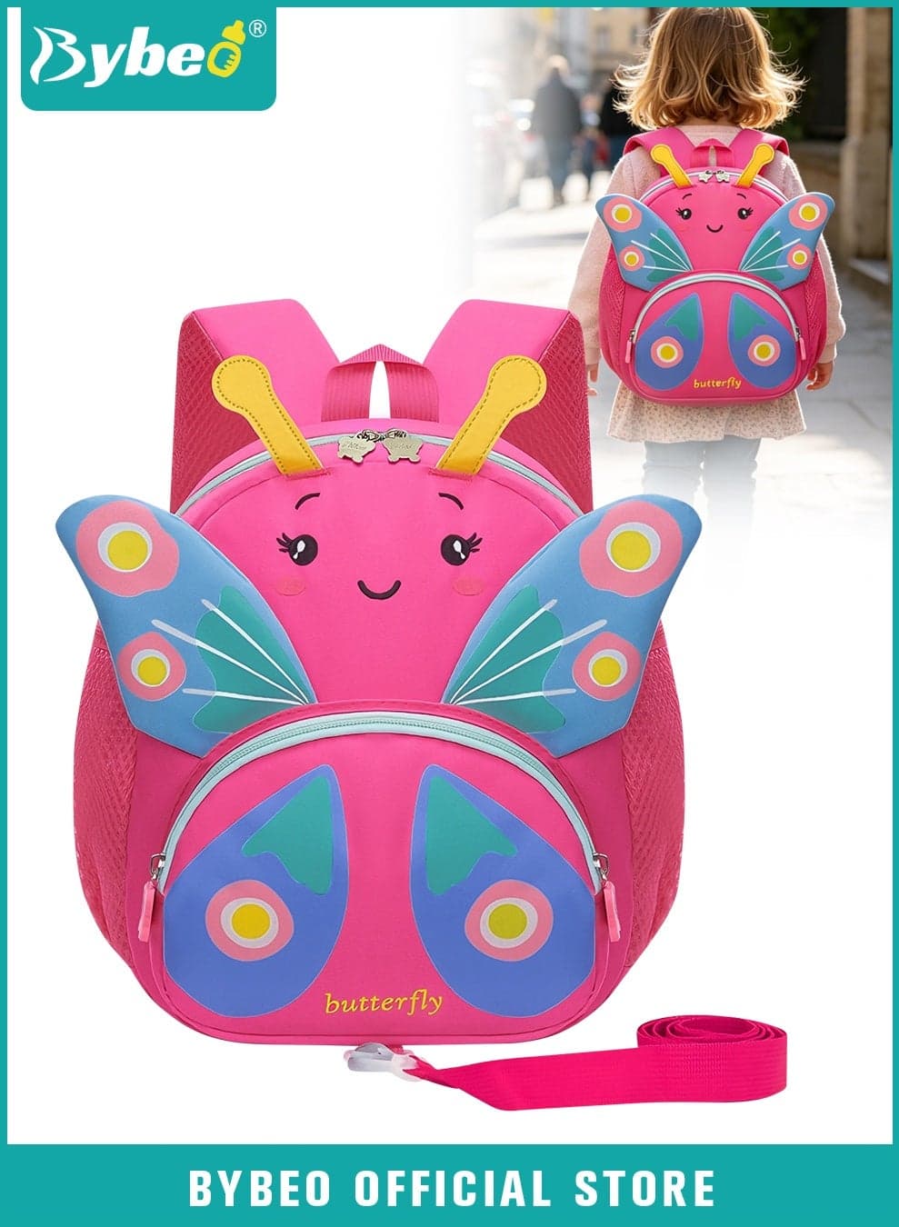 Toddler School Backpack, Kids Backpack, Baby Preschool Bag with Anti-Lost Leash and Adjustable Strap, Cute Cartoon Travel Bag for Kindergarten, Travel, School