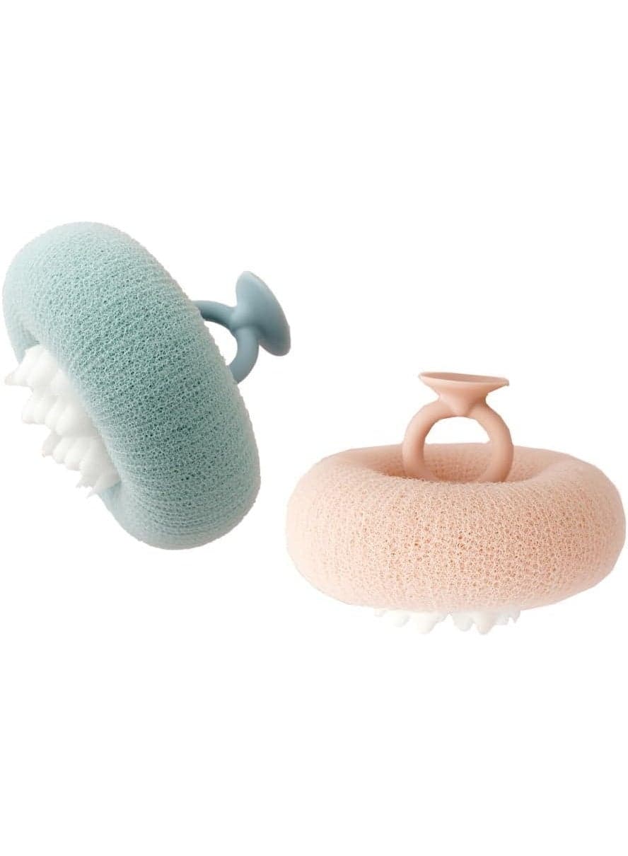 2 Pack Bath Body Brush, Exfoliating Body Scrubber,Bath Sponge Brush to Scrub The Body and Enjoy The Shower(Pink&Blue)