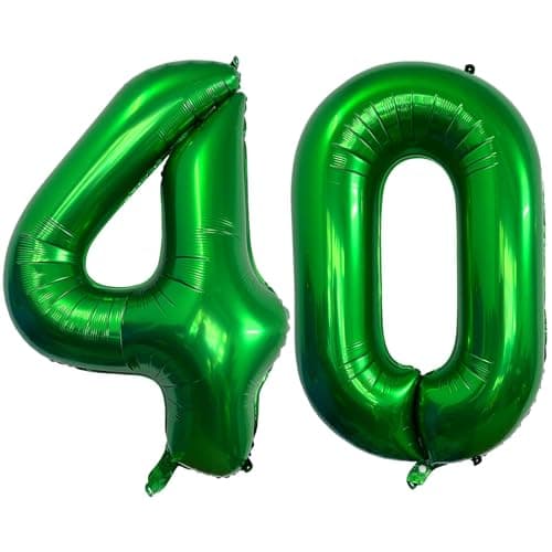 Dark Green 40 Number Balloons 40 Inch Giant Number 40 Balloons Foil Mylar Helium Dark Green Number Balloons for 40th Birthday Party Supplies Anniversary Event Celebration Decorations