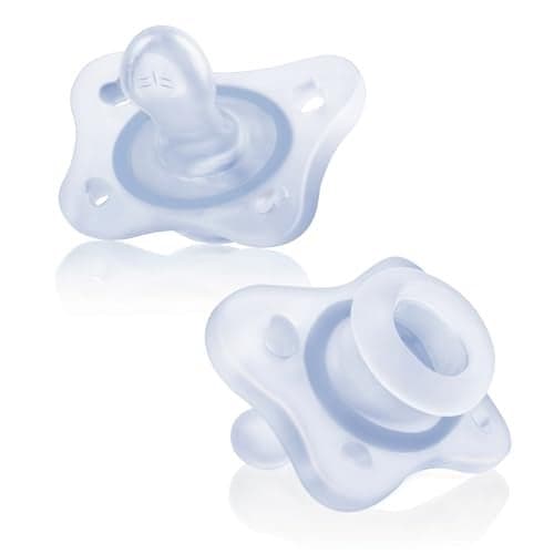 Chicco PhysioForma Mini Orthodontic Pacifier, 0-2m | 100% Silicone | Supports Breathing & Oral Development | One-Piece Design | Extra Small & Light | Includes Sterilizing Case | BPA Free | Blue, 2pk