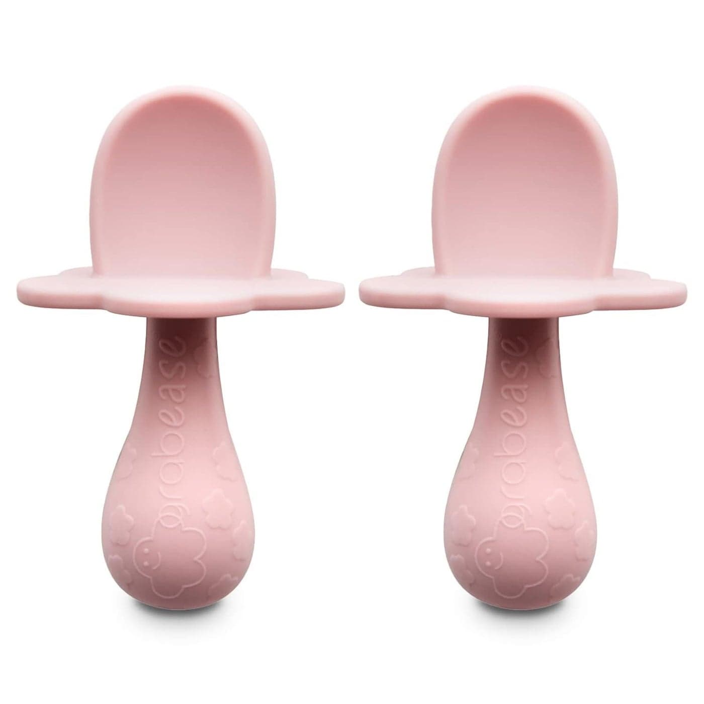 Grabease Baby Silicone Spoon Set for BabyLed Weaning First Stage SelfFeeding Soft Safe 100 FoodGrade Silicone Safe for Dishwasher No BPAPVCLatexPhthalates Set of 2 Blush Spoons