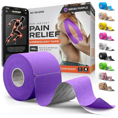 Kinesiology Tape-Incredible Support for Athletic Sports and Recovery + Free Taping Guide - Pre-Cut 2 inch 16.4 feet (Indigo Purple + Free Taping Guide, 1 Pack)