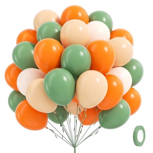 60pcs Green and Orange Balloons Sage Green Orange Nude White Latex Balloons for Baby in Bloom A Little Cutie Is on the Way Baby Shower Birthday Party Decorations
