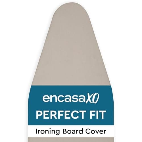 Encasa XO Iron Board Covers with Pad 44"x13" - 4mm Felt Padded Medium Iron Table Cloth Cover - Heat Resistant, No Fade, Non Slip Elastic Bungee Cord Tightening Press Table Cover Beige