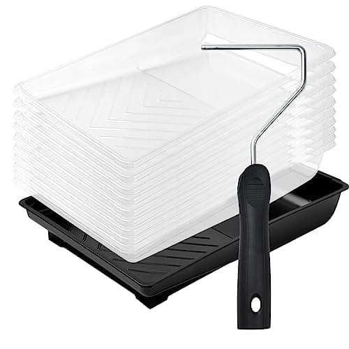 Mister Rui 6 Inch Paint Tray, 12 Pack, Plastic Paint Roller Tray with 4 Inch Roller Frame, Disposable Tray Liners for Home Improvement