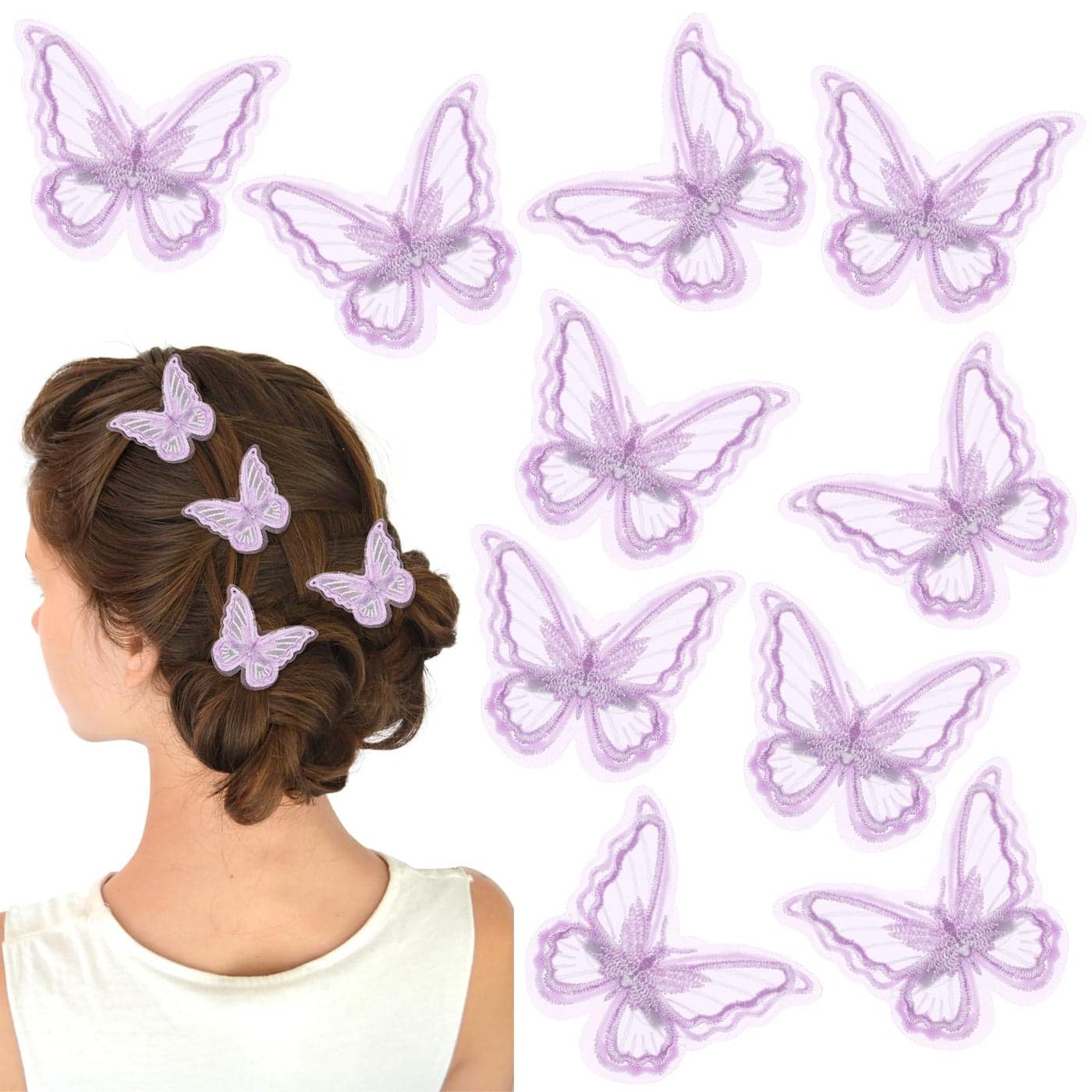 Dimeho 10 Pcs Butterfly Hair Clips Purple Embroidery Pins Lace Wedding Hairclip Fairy Aesthetic Hair Styling Accessories for Party Decor Women Girls Birthday BridalPurple
