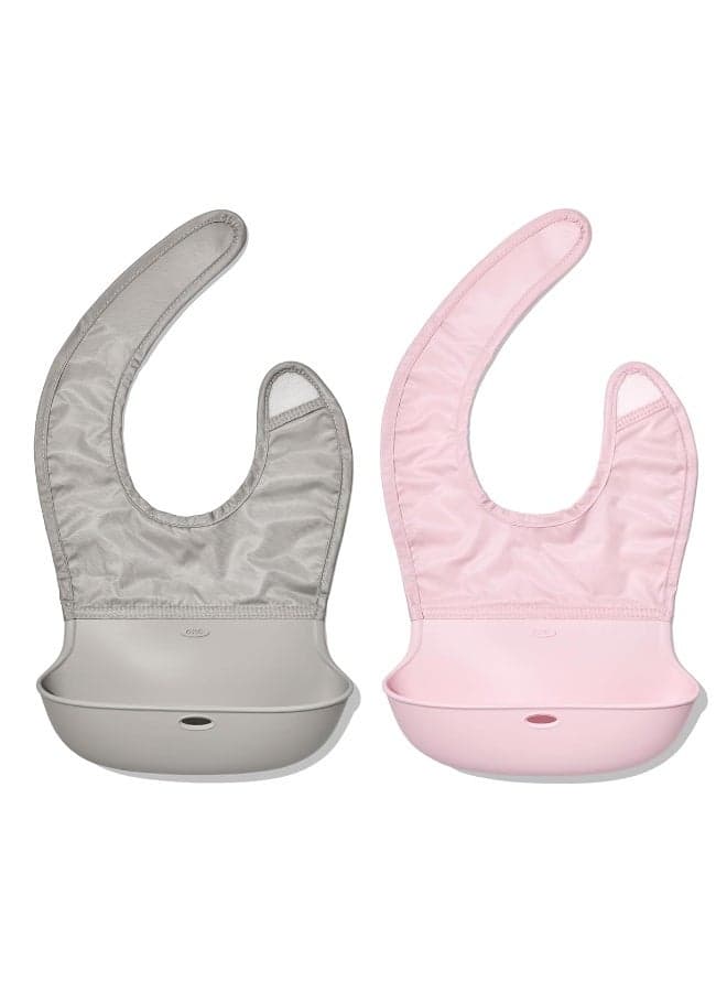 OXO Tot Roll-Up Bib - 2 Pack - Drizzle and Blossom
