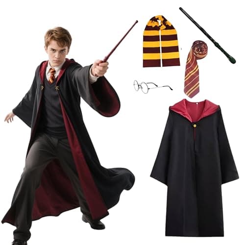 Sarvda Fancy Dress Costume With Magic Stick, Scarf, Tie & Glasses | Halloween And Theme Costume For Kids | Fancy Dress For Baby Boys | Halloween Cosplay Party Dress-Up Accessories For 4-5 years