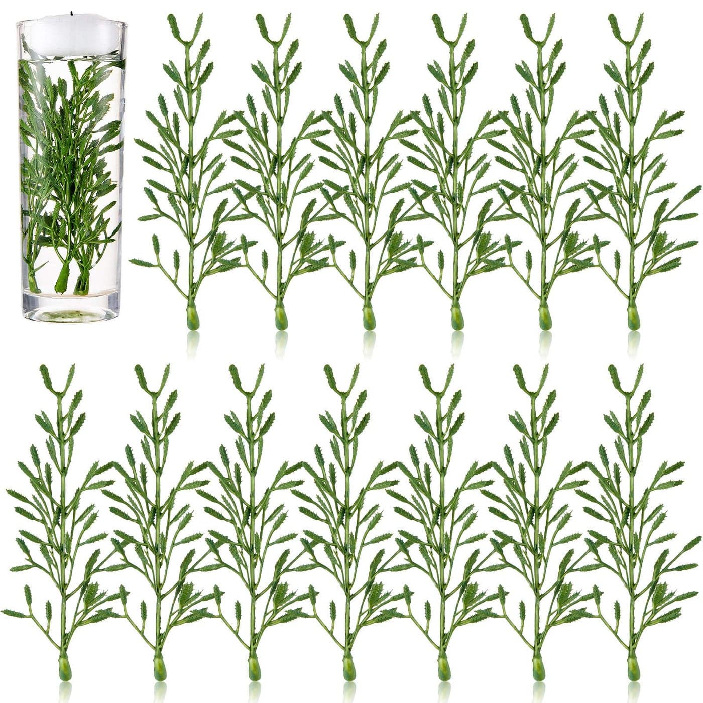 WILLBOND 50 Pcs Faux Flowers for Floating Candles Floating Flowers Vase Fillers for Centerpieces Mini Flower Filler Filling in Cylinder for Wedding Centerpiece Party Decor Green