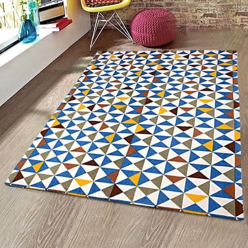 SARAL HOME EASY LIVING Saral Home Cotton Printed Rectangular Carpet (Turquoise, 120X180 Cm)