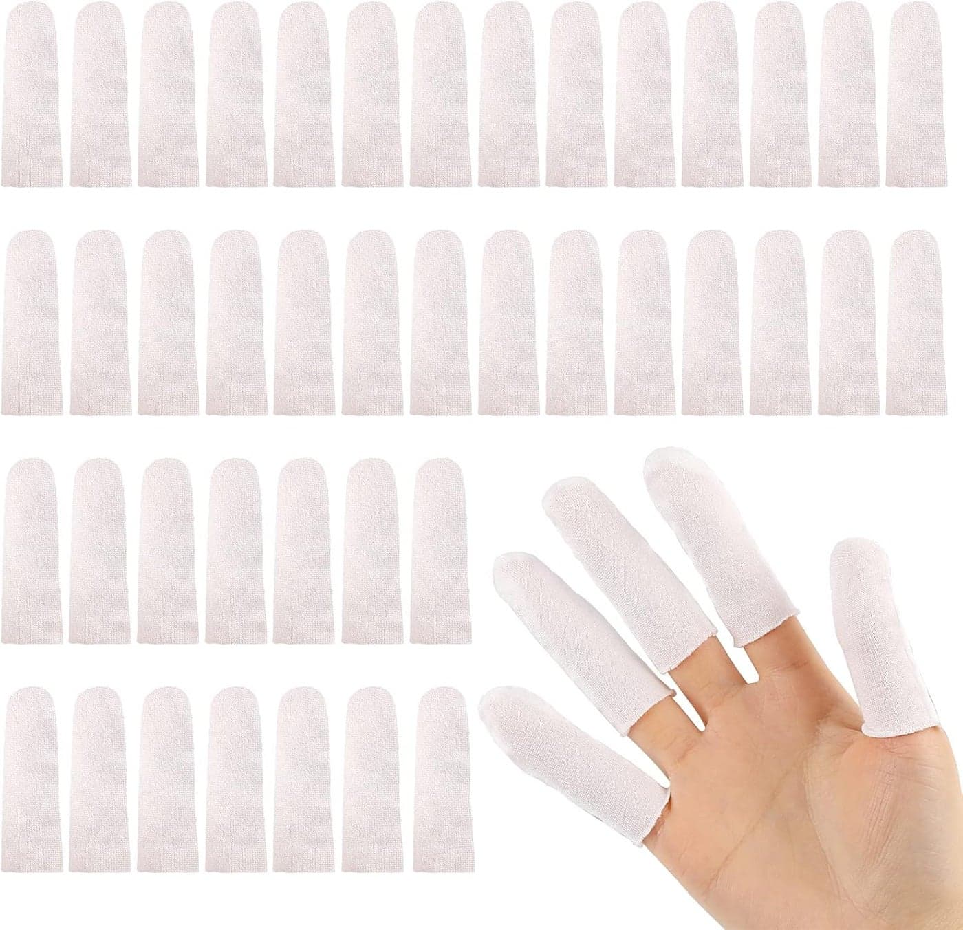 100 Pieces Cotton Finger Cots,Cloth Finger Cots Finger Toe Sleeves Fingertips Protective Cover Thumb Protector Comfortable and Breathable, Absorb Sweat (White)