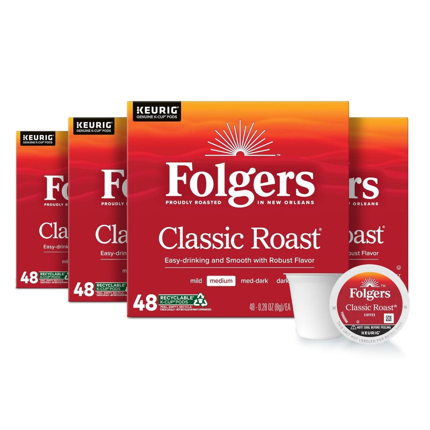Folgers Classic Roast Medium Roast Coffee 192 Keurig KCup Pods
