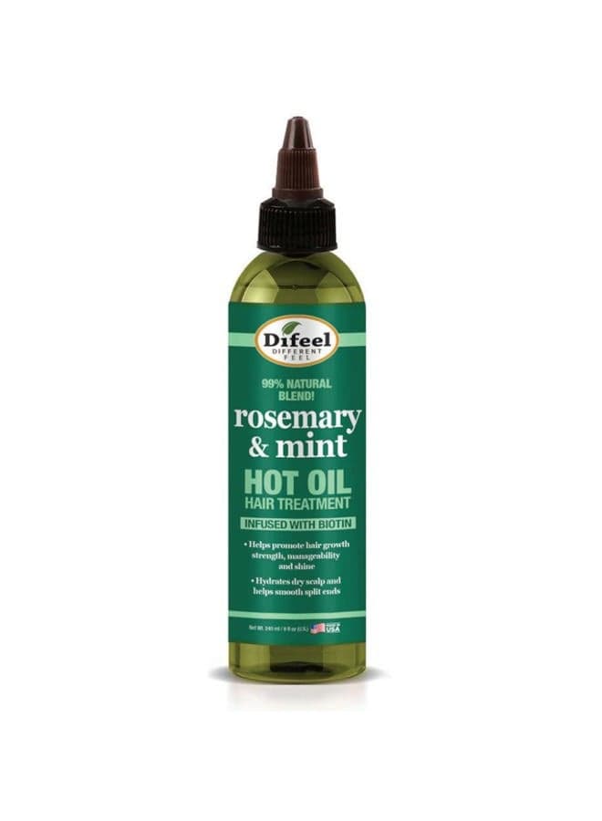 Hot Oil Hair Treatment with Natural Rosemary, Mint & Biotin 8 oz - Nourishing Treatment and Growth for Dry and Damaged Hair