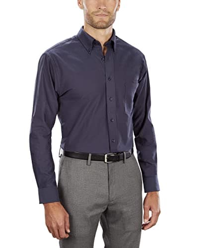 Van Heusen Men's Regular Fit Oxford Button Down Collar Dress Shirt, Navy, XX-Large