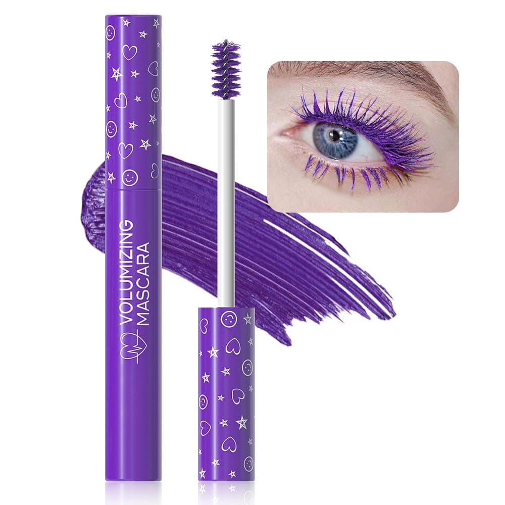 Colored Mascara for Eyelashes Set,Colorful Waterproof Mascara for eyelashes Long lasting Charming Voluminous Mascara for Women Halloween Eye Makeup (1Pcs 08#Purple, F)