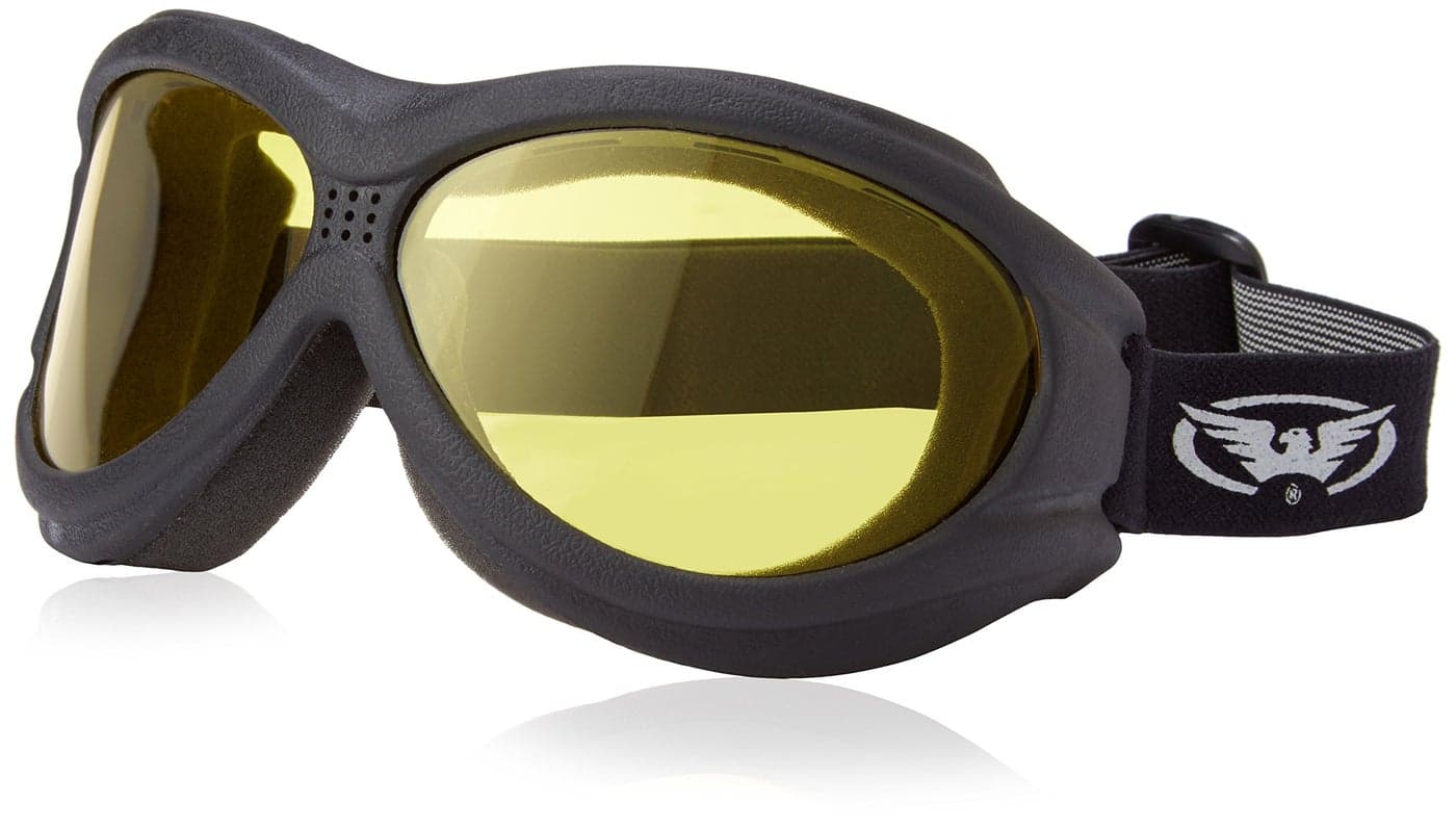 Hot Leathers Big Ben Yellow Goggles Motorcycle Biker over glasses AntiFog Lenses