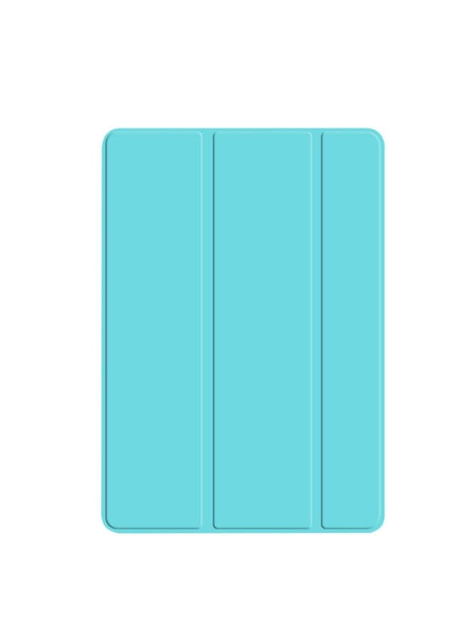 Protective Case For All Ipad Series Tablet Computers Three-fold Side Skin-tone Tpu Soft Shell Solid Color Simple Design-Color:Lake Green-Applicable Model:iPad Pro 12.9 Inch 2018/2020